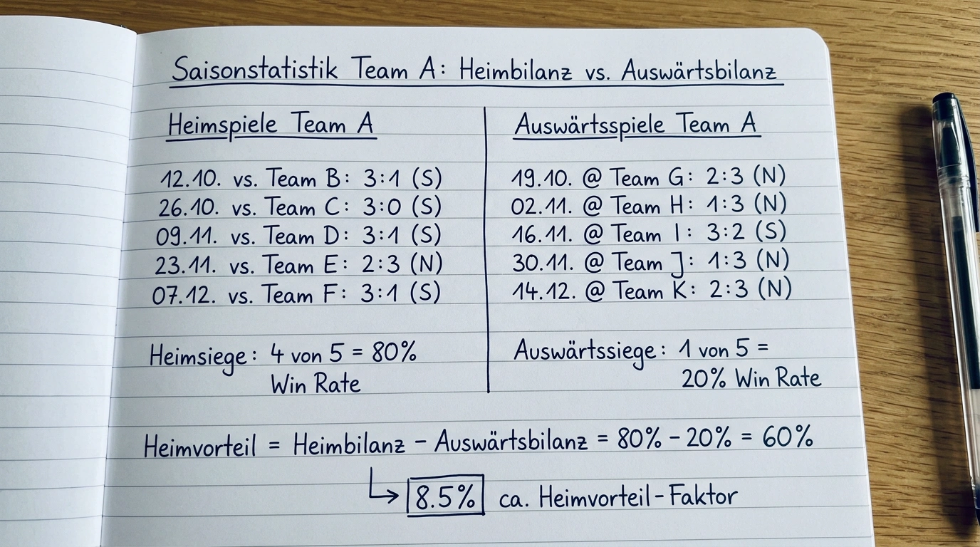 Volleyball Heimvorteil bei H2H Analyse: Unterschied zwischen Heim- und Auswärtsergebnissen im Direktvergleich