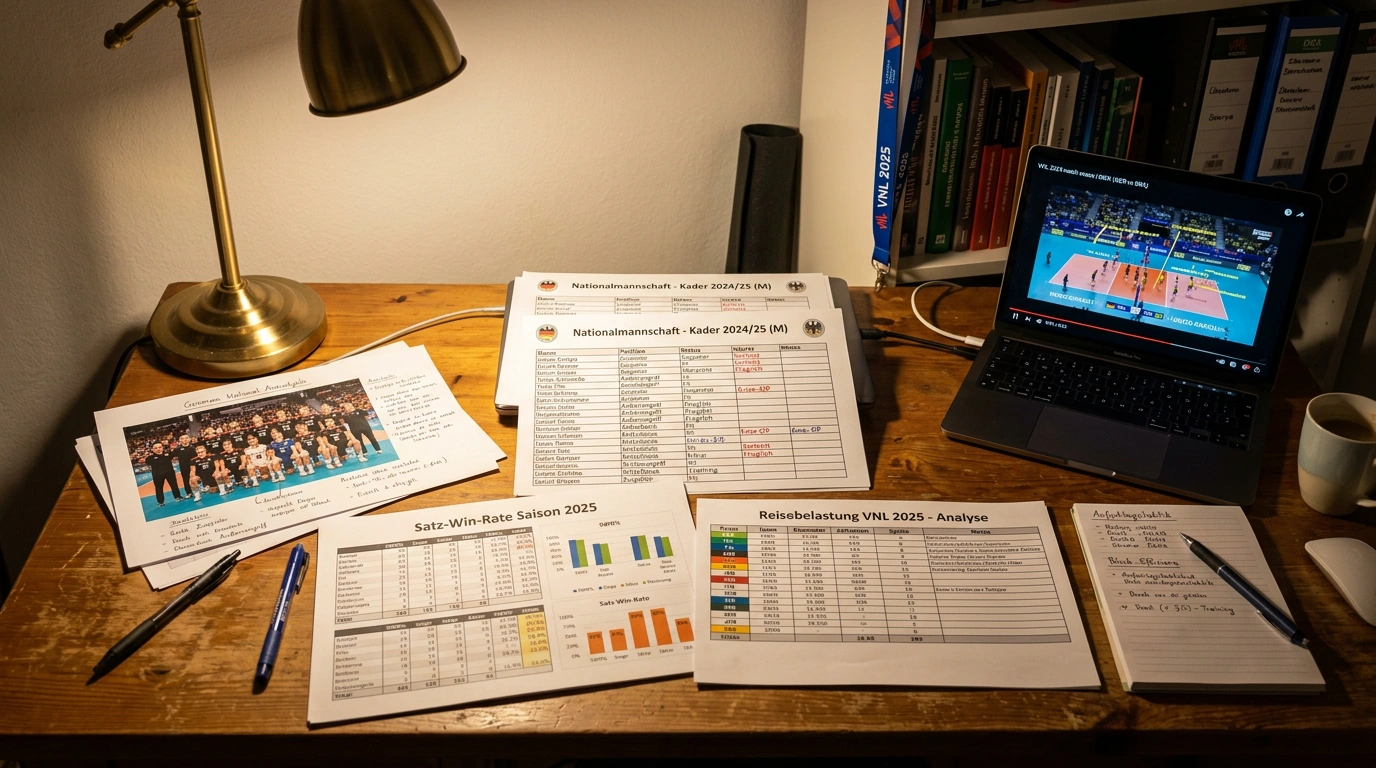 Formanalyse für VNL-Wetten. Satz-Win-Rate, Kaderverfassung und Spielwochenform