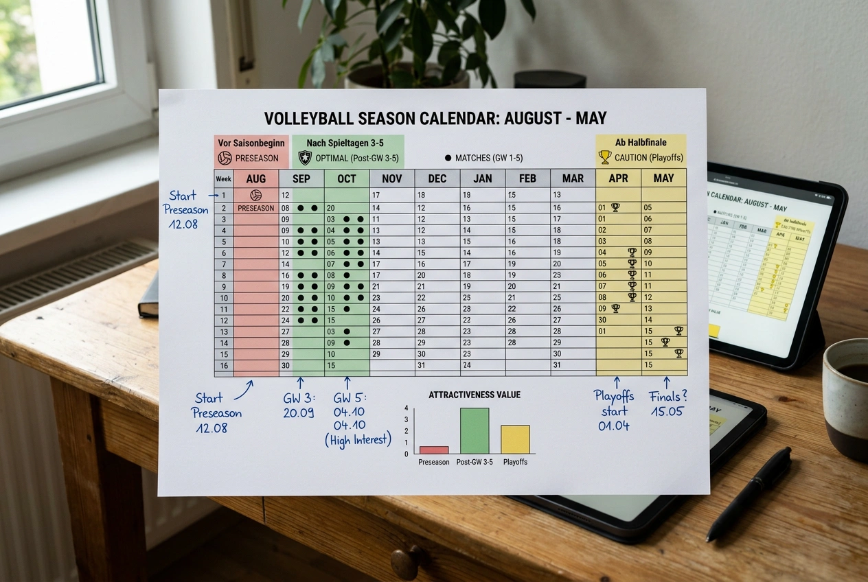 Optimales Timing für Volleyball Outright Wetten - Saisonstart versus spätere Saisonphasen für Meisterwetten