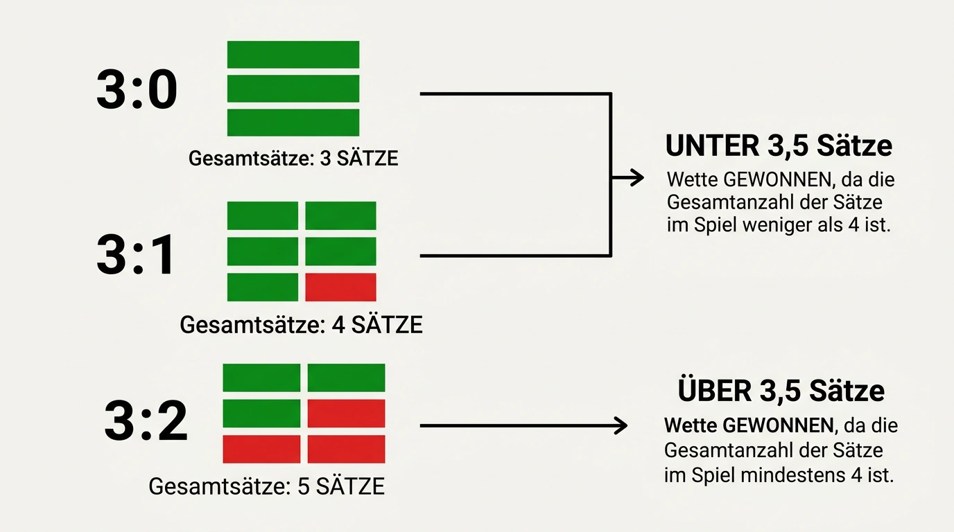 Over/Under 3,5 Sätze Volleyball – Wettart erklärt: 3:1 und 3:2 gewinnen die Über-Wette
