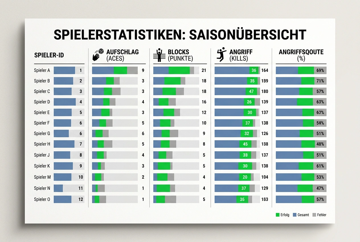 Ass-Quote Block-Wetten Volleyball Statistikmärkte Über Unter Analyse Spielerdaten CEV