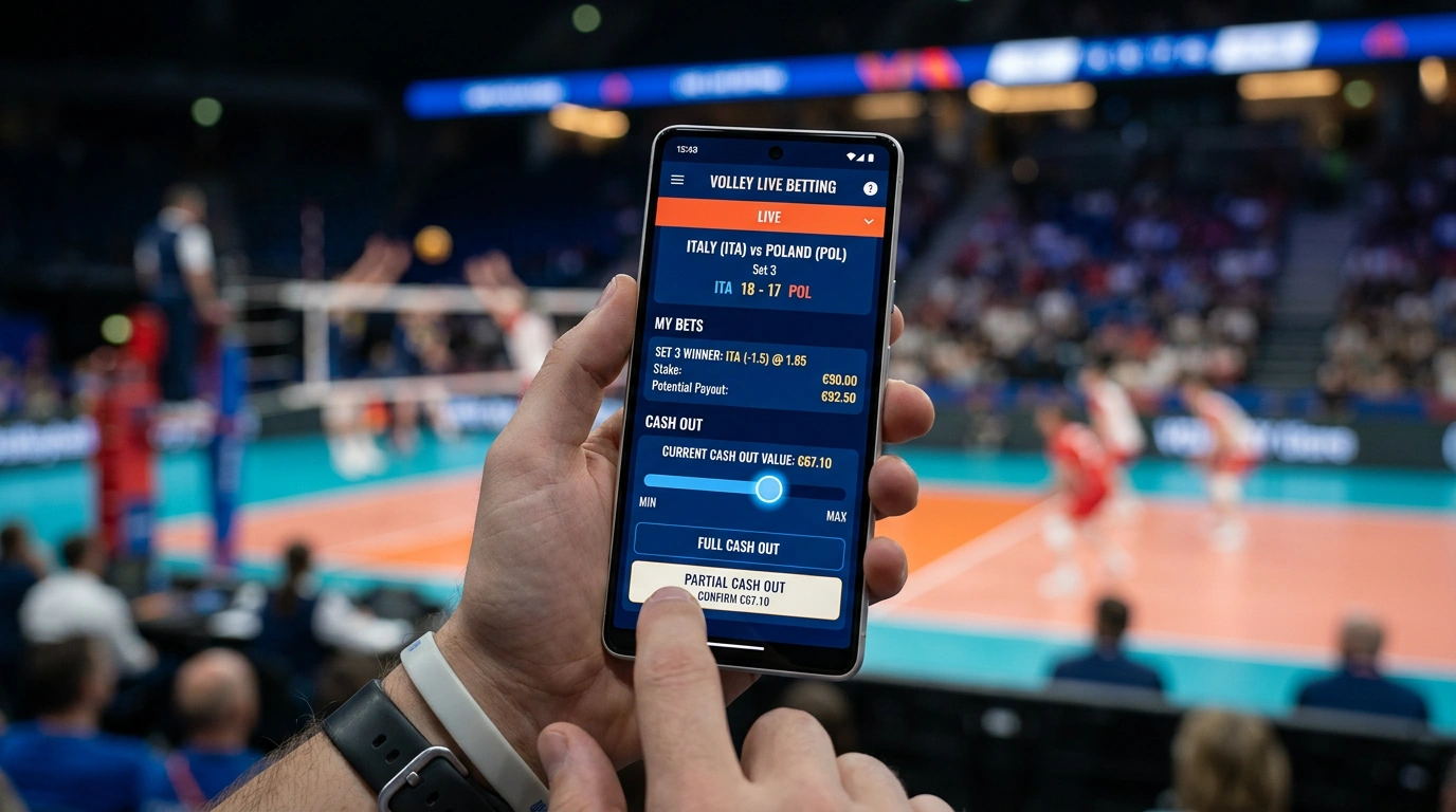 Cash-Out-Funktion bei Volleyball Live-Wetten in einer mobilen App