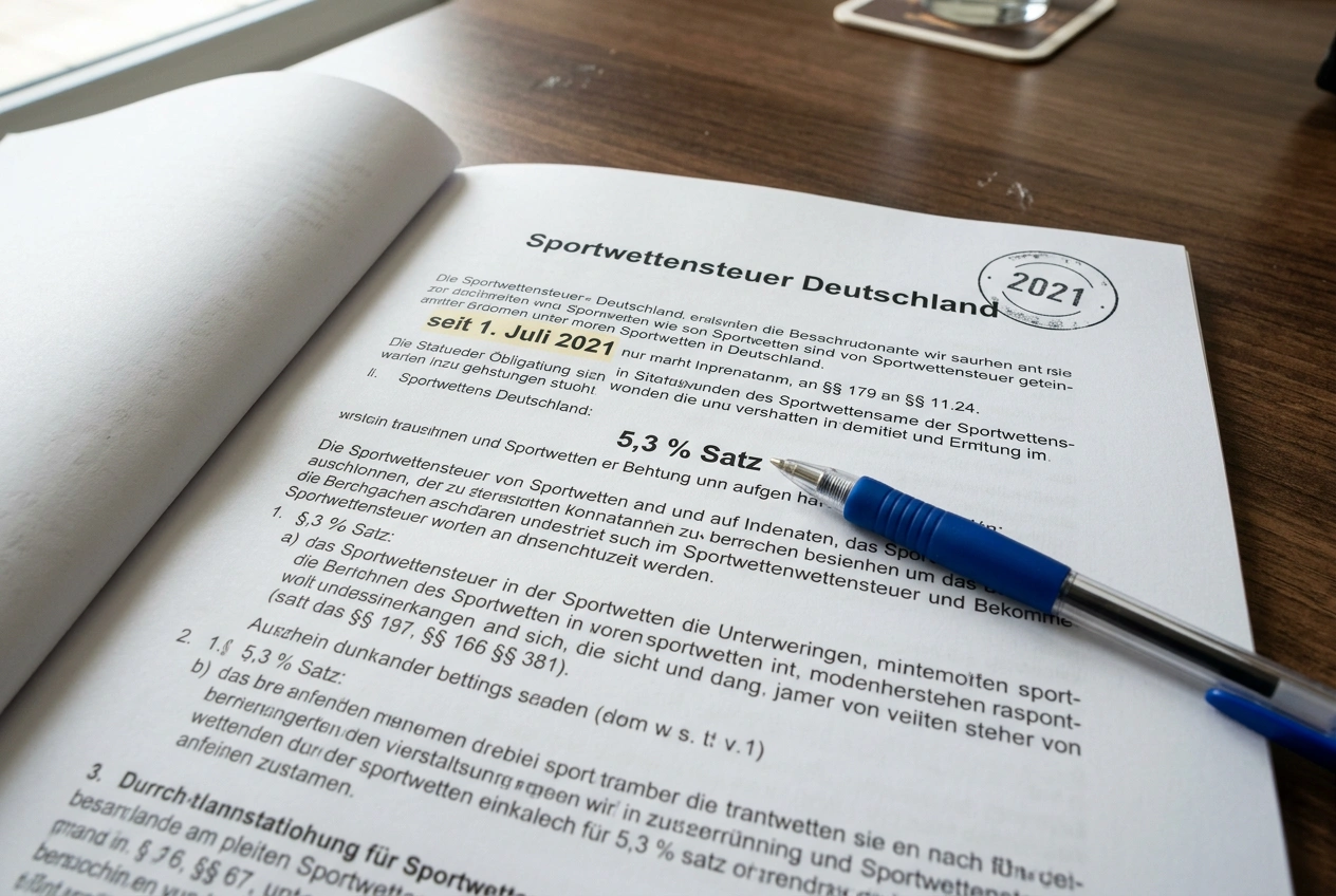 Wettsteuer Deutschland 5,3 Prozent: gesetzliche Grundlage und Entwicklung des Steuersatzes seit 2021